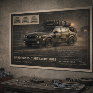 2001 Jaguar X-Type Sedan Artillery Mule Collectible Poster