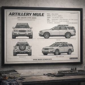 2001 Jaguar X-Type Sedan Artillery Mule Framed Blueprint Poster