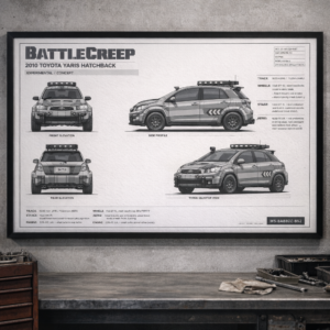 2010 Toyota Yaris Hatchback Yaris BattleCreep Framed Blueprint Poster