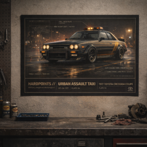 1977 Toyota Cressida Coupe Urban Assault Taxi Collectible Poster
