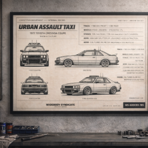 1977 Toyota Cressida Coupe Urban Assault Taxi Framed Blueprint Poster
