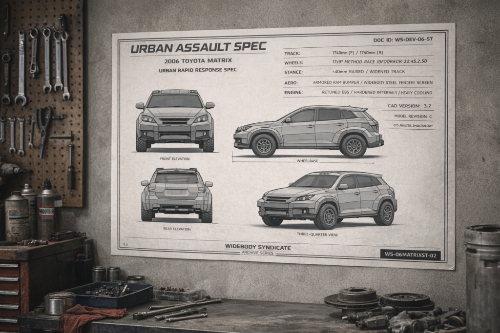 2006 Toyota Matrix Urban Assault Spec Blueprint Poster