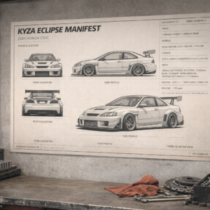 2001 Honda Civic Kyza Eclipse Manifest Blueprint Poster