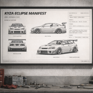 2001 Honda Civic Kyza Eclipse Manifest Framed Blueprint Poster