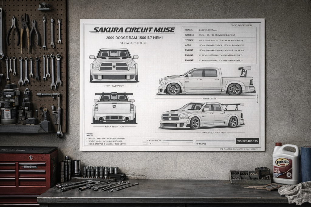 2009 Dodge Ram 1500 5.7 Hemi Sakura Circuit Muse Blueprint Poster