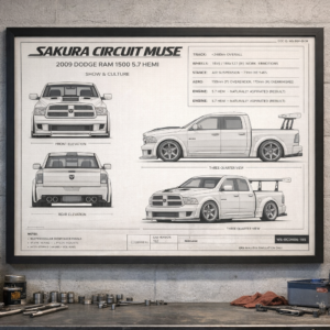 2009 Dodge Ram 1500 5.7 Hemi Sakura Circuit Muse Framed Blueprint Poster