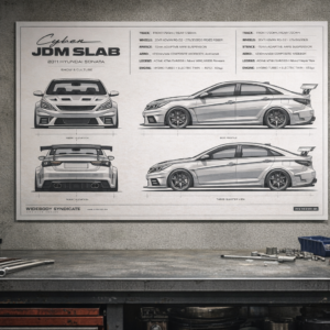 2011 Hyundai Sonata Cyber JDM Slab Blueprint Poster