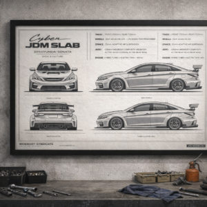 2011 Hyundai Sonata Cyber JDM Slab Framed Blueprint Poster