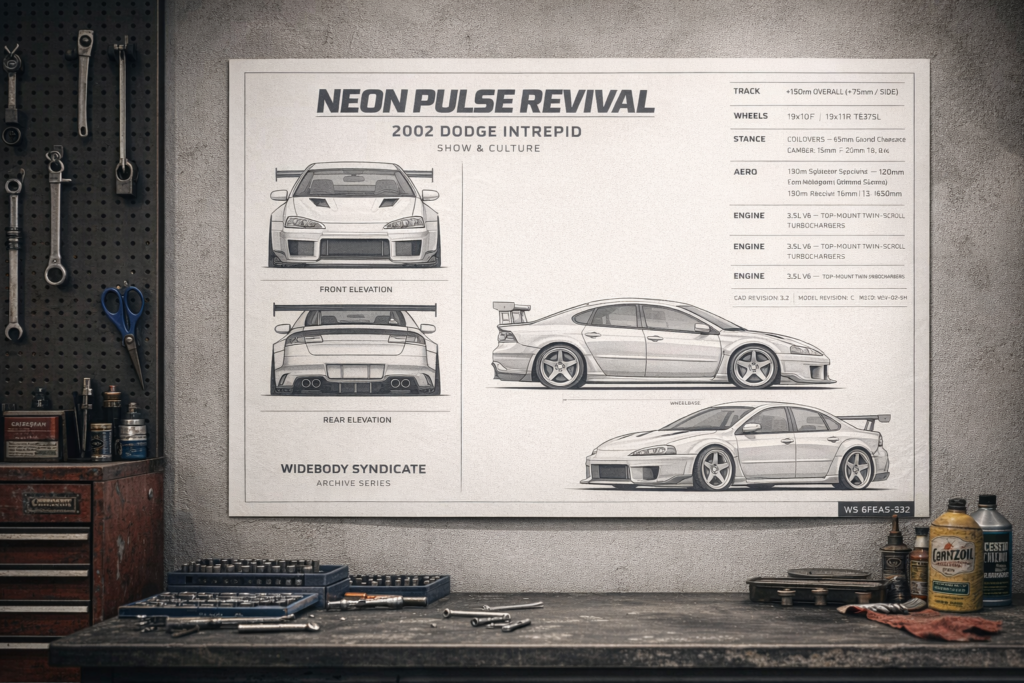 2002 Dodge Intrepid Neon Pulse Revival Blueprint Poster