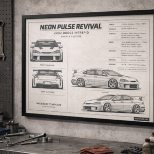 2002 Dodge Intrepid Neon Pulse Revival Framed Blueprint Poster