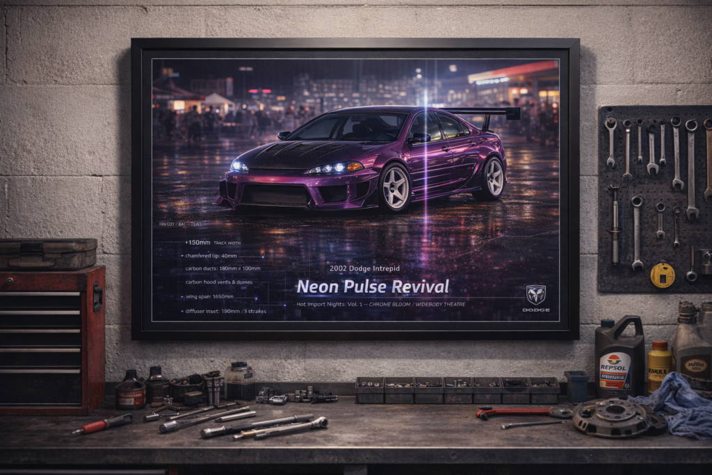 2002 Dodge Intrepid Neon Pulse Revival Framed Collectible Poster