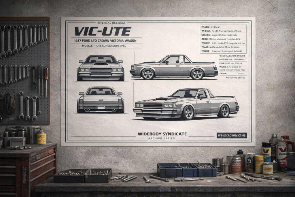 1987 Ford LTD Crown Victoria Wagon Classic Muscle P-Ute Blueprint Poster