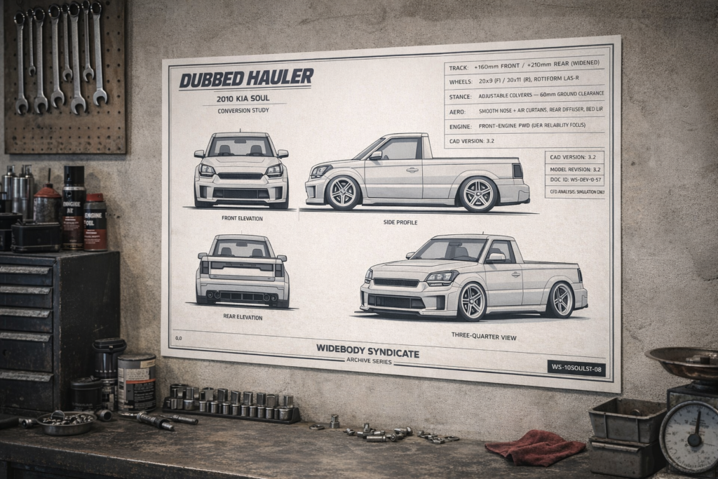 2010 Kia Soul Dubbed Hauler Conversion Blueprint Poster