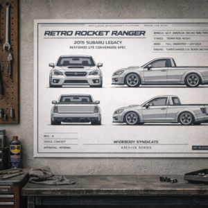 2015 Subaru Legacy Retro Rocket Ranger Blueprint Poster