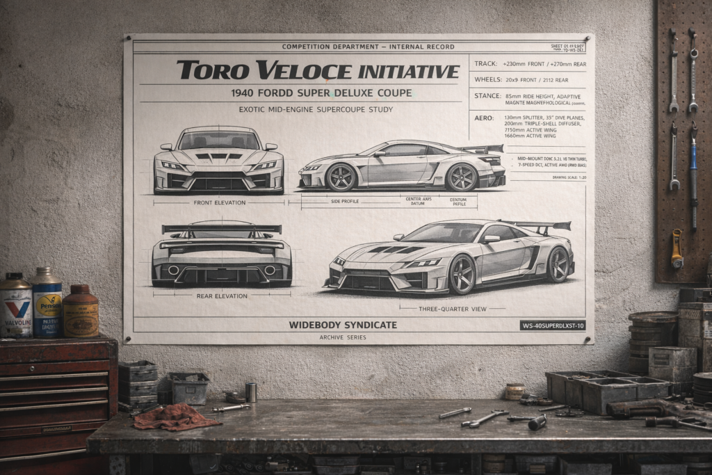 1940 Ford Super Deluxe Coupe Toro Veloce Initiative Blueprint Poster