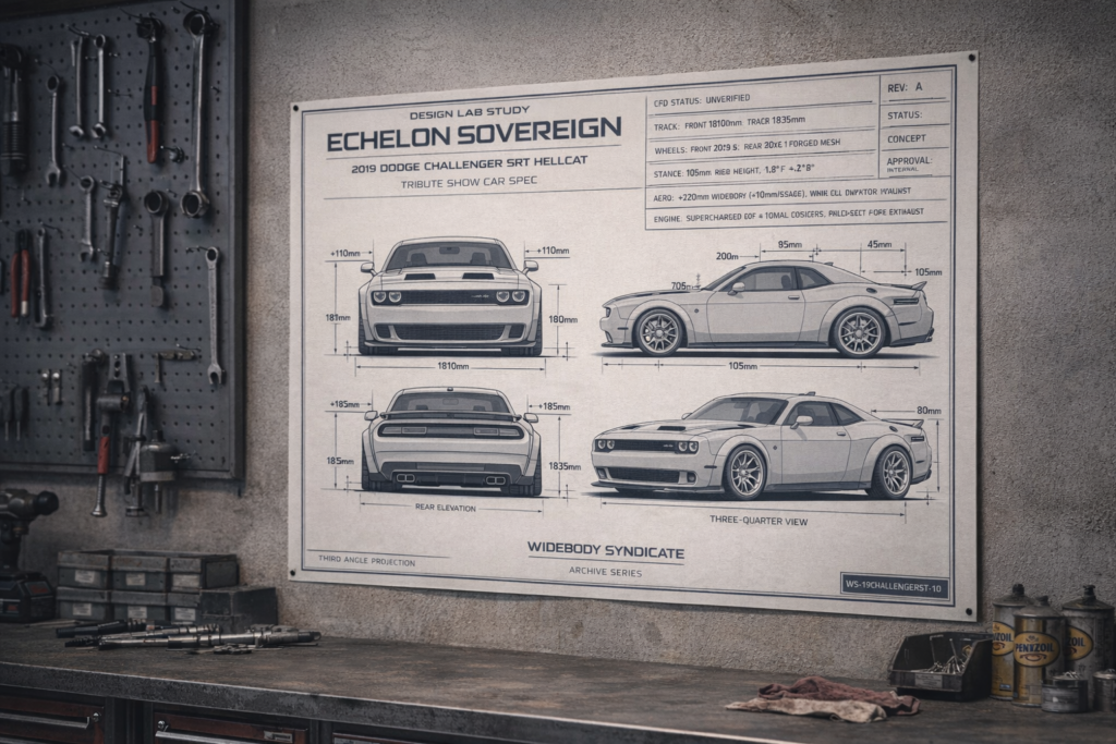 2019 Dodge Challenger SRT Hellcat Echelon Sovereign Blueprint Poster