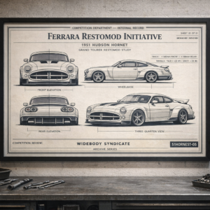1951 Hudson Hornet Ferrara Restomod Initiative Framed Blueprint Poster
