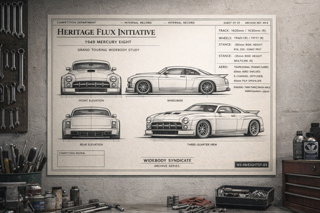 1949 Mercury Eight Heritage Flux Initiative Blueprint Poster
