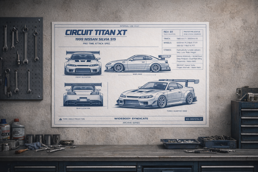 1999 Nissan Silvia S15 Circuit Titan XT Blueprint Poster