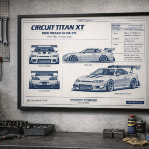 1999 Nissan Silvia S15 Circuit Titan XT Framed Blueprint Poster