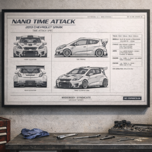 2013 Chevrolet Spark Nano Time Attack Framed Blueprint Poster