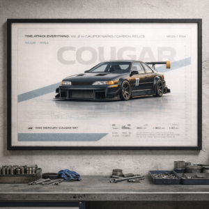 1990 Mercury Cougar XR7 Afterburn Vector Framed Collectible Poster