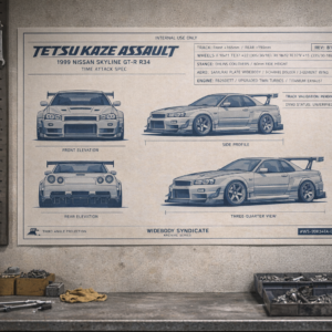 1999 Nissan Skyline GT-R R34 Tetsu Kaze Assault Blueprint Poster