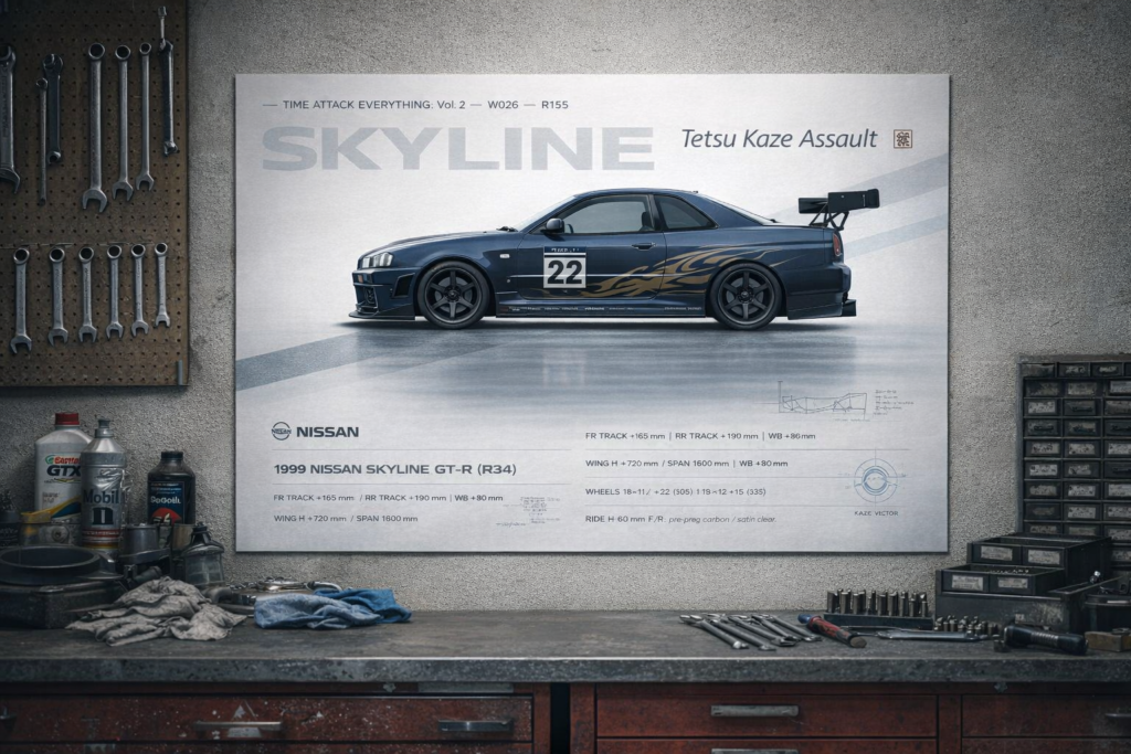 1999 Nissan Skyline GT-R R34 Tetsu Kaze Assault Collectible Poster