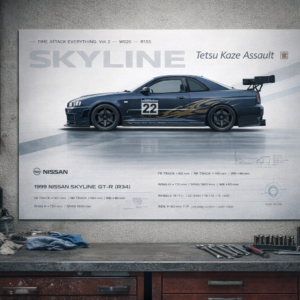 1999 Nissan Skyline GT-R R34 Tetsu Kaze Assault Collectible Poster