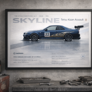 1999 Nissan Skyline GT-R R34 Tetsu Kaze Assault Framed Collectible Poster
