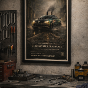 2011 Volkswagen Jetta Mud Monster Dragbarge Framed Collectible Poster