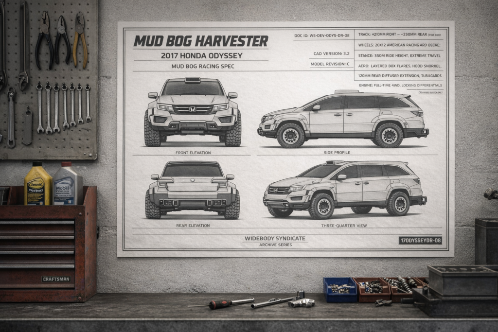 2017 Honda Odyssey Mud Bog Harvester Blueprint Poster
