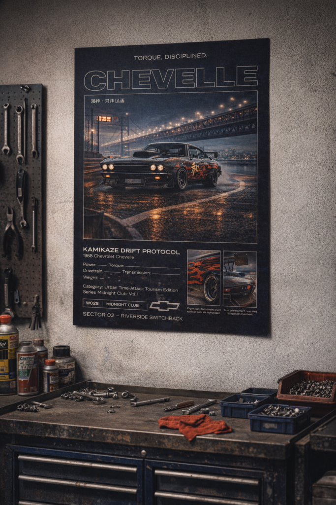 1968 Chevrolet Chevelle Kamikaze Drift Protocol Collectible Poster