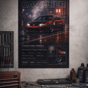 2004 Chevrolet Cavalier LS Sport Sedan Crimson Kaiju Initiative Collectible Poster