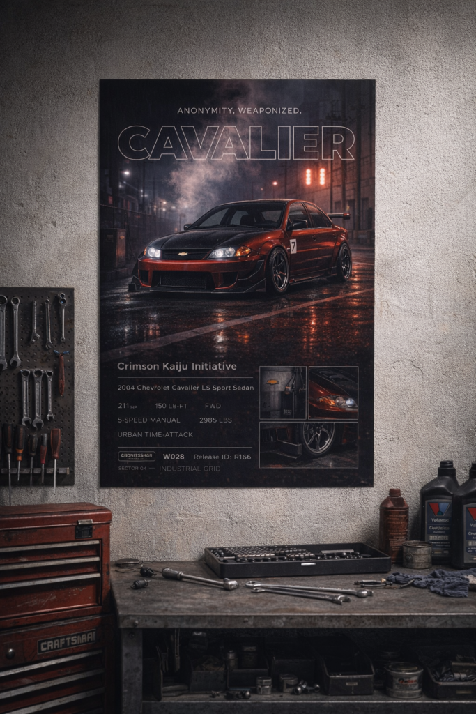 2004 Chevrolet Cavalier LS Sport Sedan Crimson Kaiju Initiative Collectible Poster