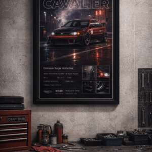 2004 Chevrolet Cavalier LS Sport Sedan Crimson Kaiju Initiative Framed Collectible Poster