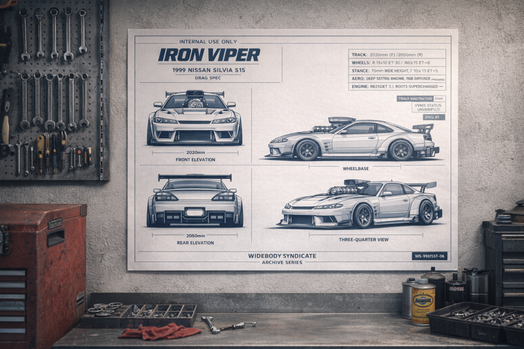 1999 Nissan Silvia S15 Iron Viper Blueprint Poster
