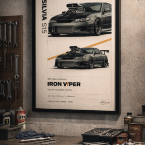 1999 Nissan Silvia S15 Iron Viper Framed Collectible Poster