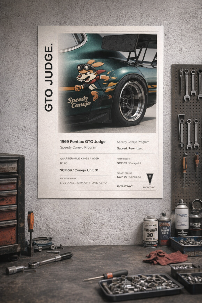 1969 Pontiac GTO Judge Speedy Conejo Program Collectible Poster
