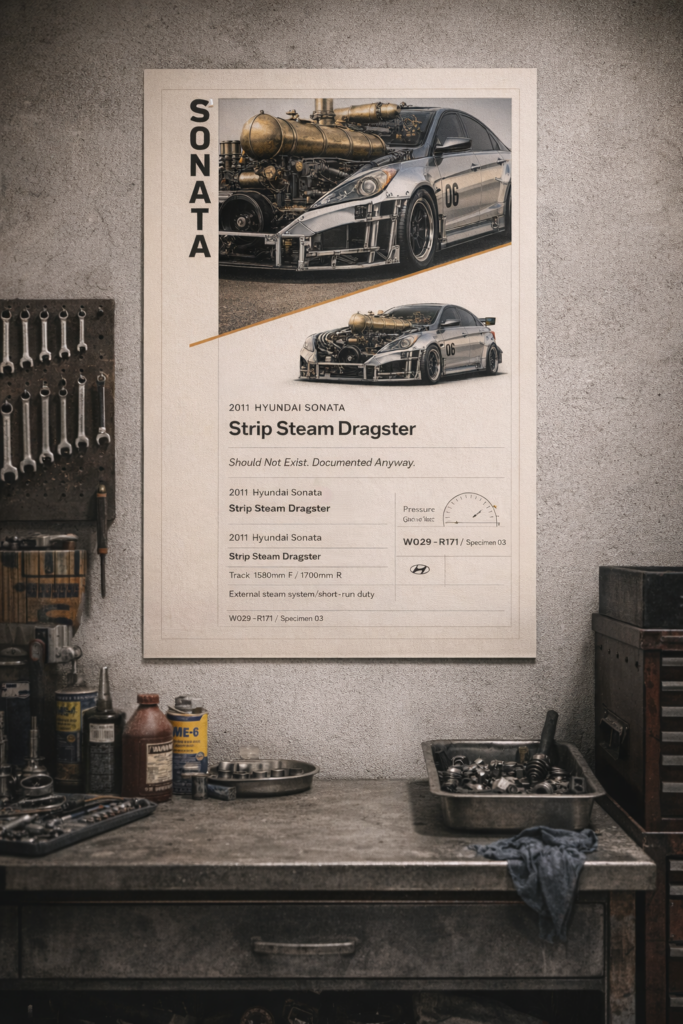 2011 Hyundai Sonata Strip Steam Dragster Collectible Poster