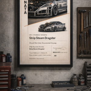 2011 Hyundai Sonata Strip Steam Dragster Framed Collectible Poster