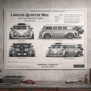 1960 Volkswagen T1 Kombi Lawless Quarter Mile Blueprint Poster