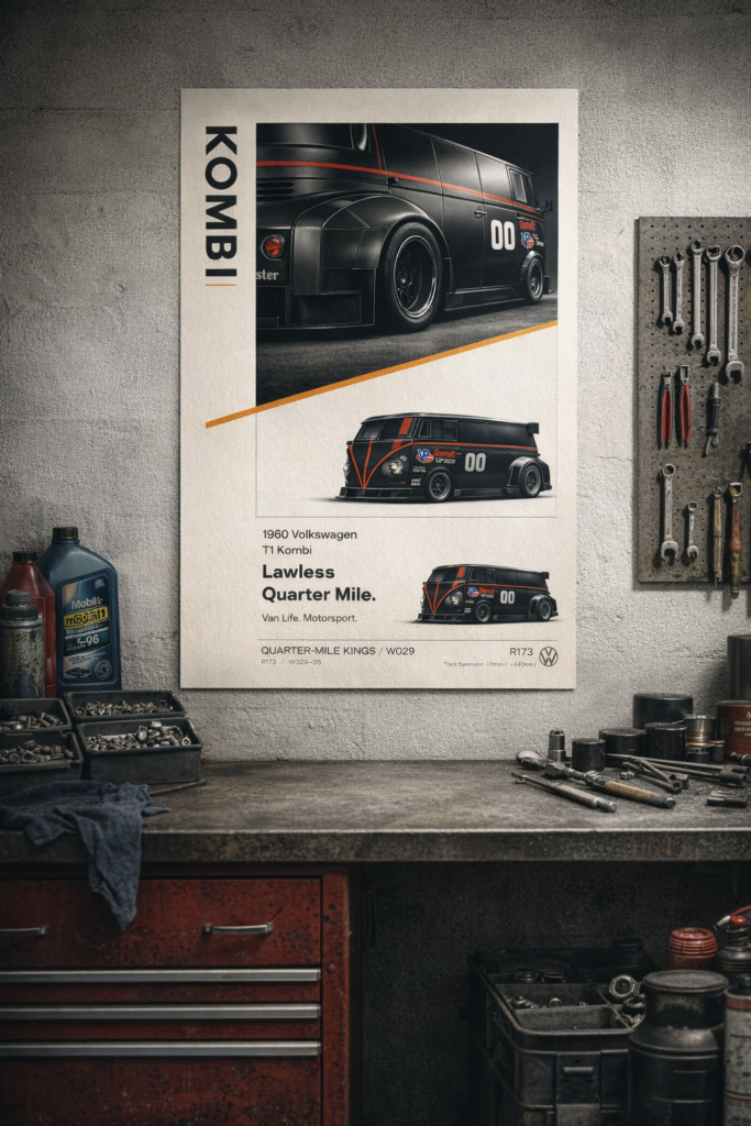 1960 Volkswagen T1 Kombi Lawless Quarter Mile Collectible Poster