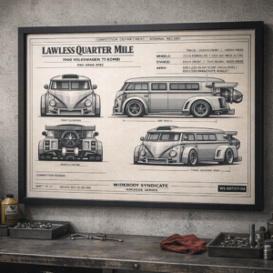 1960 Volkswagen T1 Kombi Lawless Quarter Mile Framed Blueprint Poster