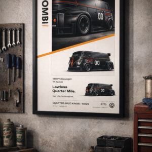 1960 Volkswagen T1 Kombi Lawless Quarter Mile Framed Collectible Poster