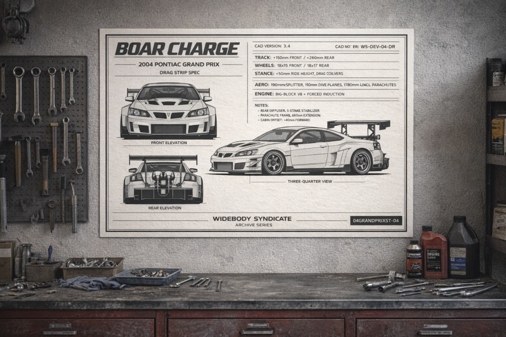 2004 Pontiac Grand Prix Redline Boar Charge Blueprint Poster