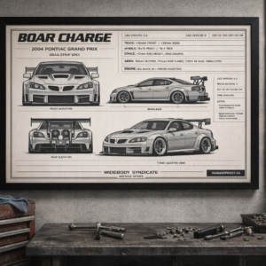 2004 Pontiac Grand Prix Redline Boar Charge Framed Blueprint Poster