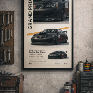 2004 Pontiac Grand Prix Redline Boar Charge Framed Collectible Poster