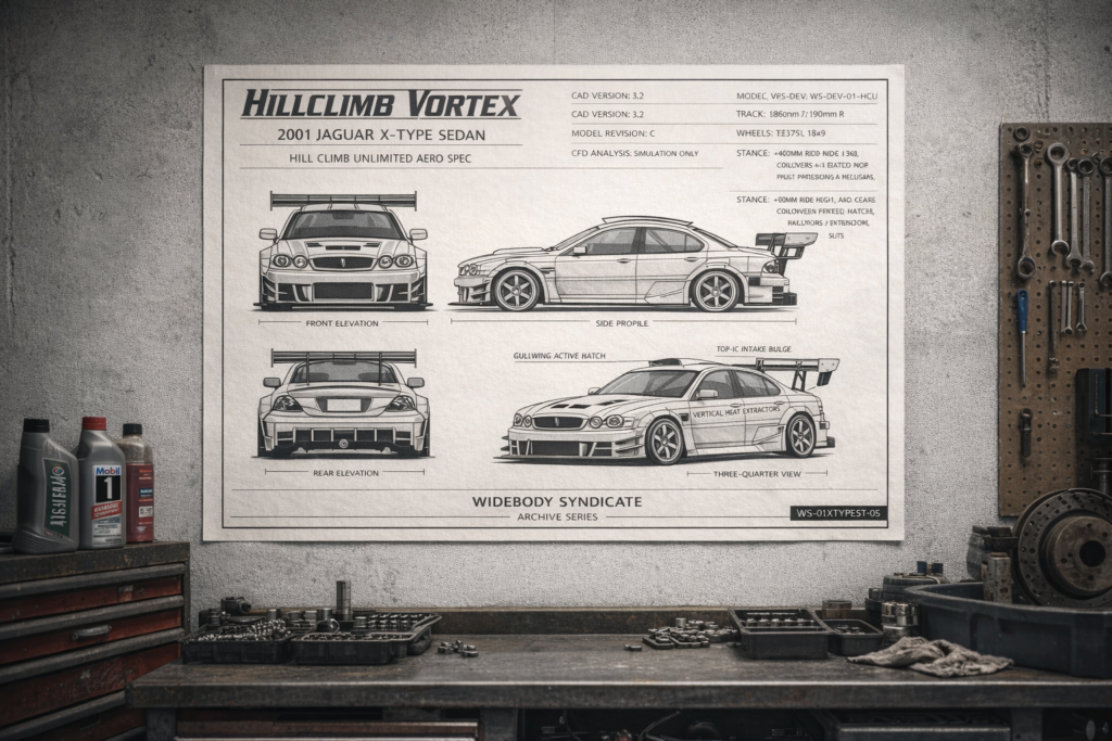 2001 Jaguar X-Type Sedan Hillclimb Vortex Blueprint Poster