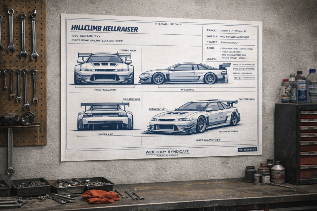 1989 Subaru SVX Hillclimb Hellraiser Blueprint Poster